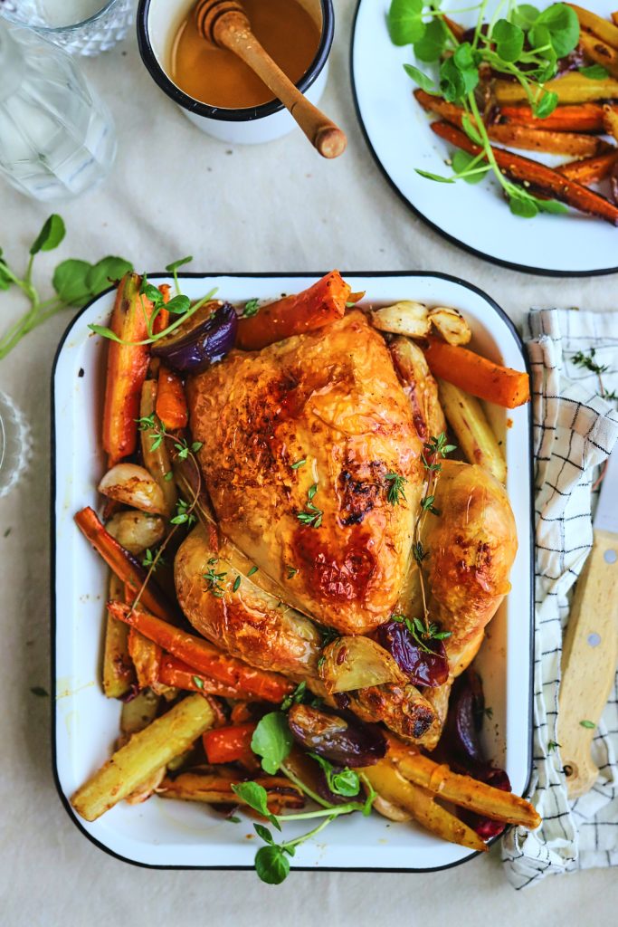 POULET ROTI CAROTTES ET MIEL