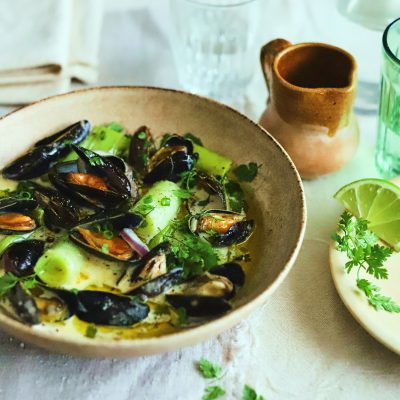 MOULES POIREAUX ET LAIT DE COCO