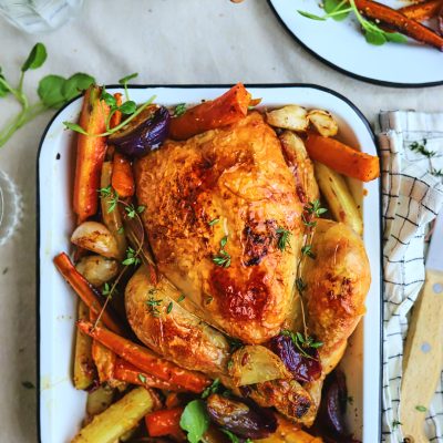 POULET ROTI CAROTTES ET MIEL